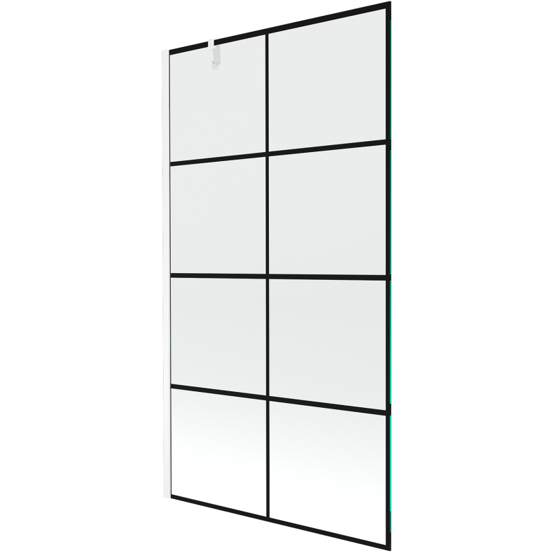 Mexen Next 1-panel bathtub screen 100 x 150 cm, black grid, white - 895-100-000-00-77-20