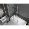 Mexen Next 1-panel bath screen 100 x 150 cm, black grid, white - 895-100-000-00-77-20