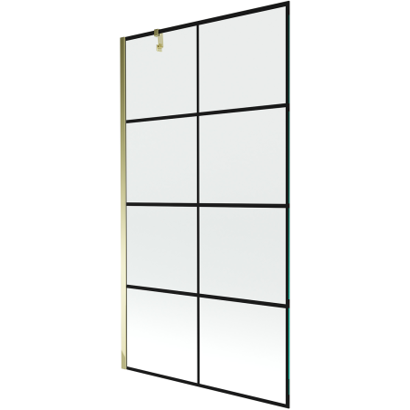 Mexen Next 1-wing bath screen 100 x 150 cm, black grid, gold - 895-100-000-00-77-50