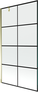 Mexen Next 1-wing bath screen 100 x 150 cm, black grid, gold - 895-100-000-00-77-50