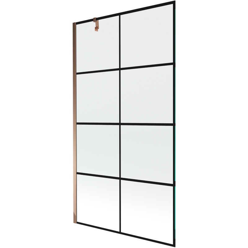 Mexen Next 1-wing bathtub screen 100 x 150 cm, Black pattern, Rose gold - 895-100-000-00-77-60