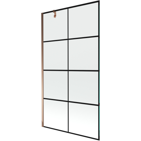 Mexen Next 1-panel bathtub screen 100 x 150 cm, black grid, rose gold - 895-100-000-00-77-60