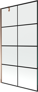 Mexen Next 1-panel shower screen 100 x 150 cm, black grid, rose gold - 895-100-000-00-77-60