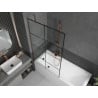 Mexen Next 1-panel bathtub screen 100 x 150 cm, black grid, rose gold - 895-100-000-00-77-60