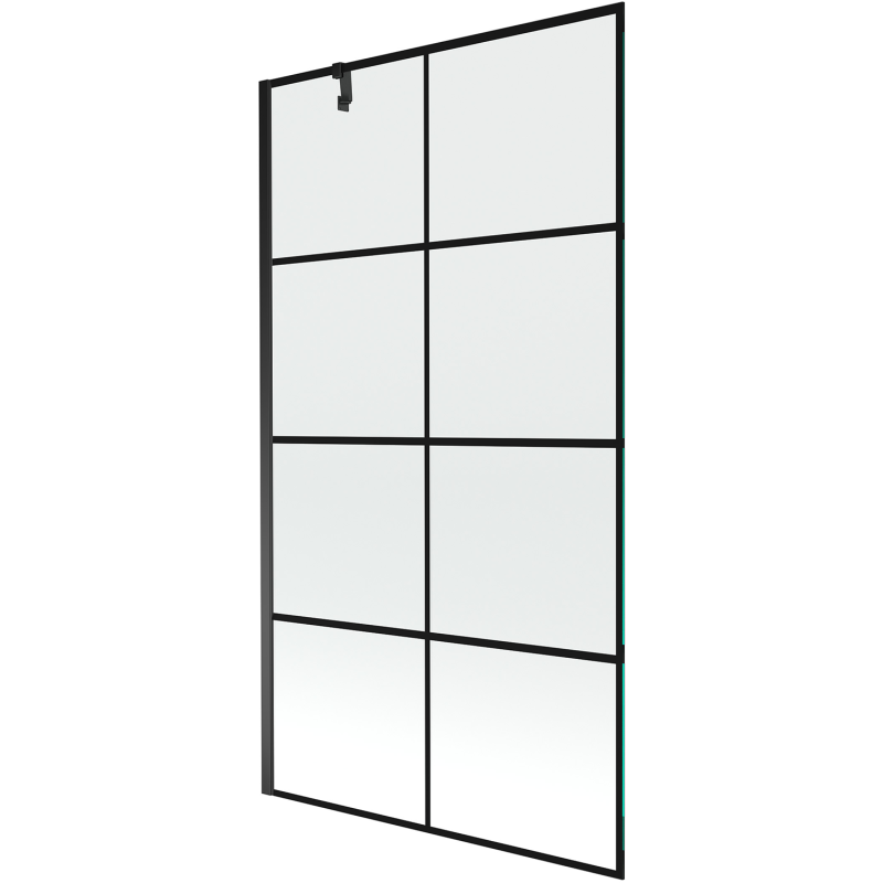 Mexen Next 1-panel Bath Screen 100 x 150 cm, Black Grid, Black - 895-100-000-00-77-70