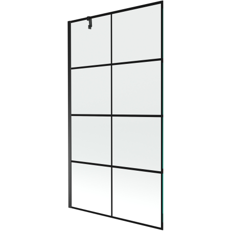 Mexen Next 1-panel Bath Screen 100 x 150 cm, Black Grid, Black - 895-100-000-00-77-70