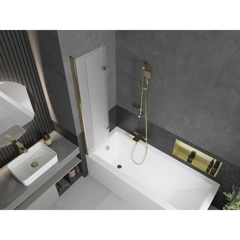 Mexen Castor 2-panel bath screen 80 x 150 cm, frosted, gold - 892-080-002-50-30