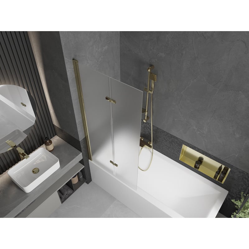 Mexen Castor 2-panel bath screen 80 x 150 cm, frosted, gold - 892-080-002-50-30