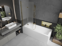 Mexen Castor 2-panel bath screen 80 x 150 cm, frosted, gold - 892-080-002-50-30