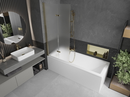 Mexen Castor 2-wing bathtub screen 80 x 150 cm, Frosted, Gold - 892-080-002-50-30