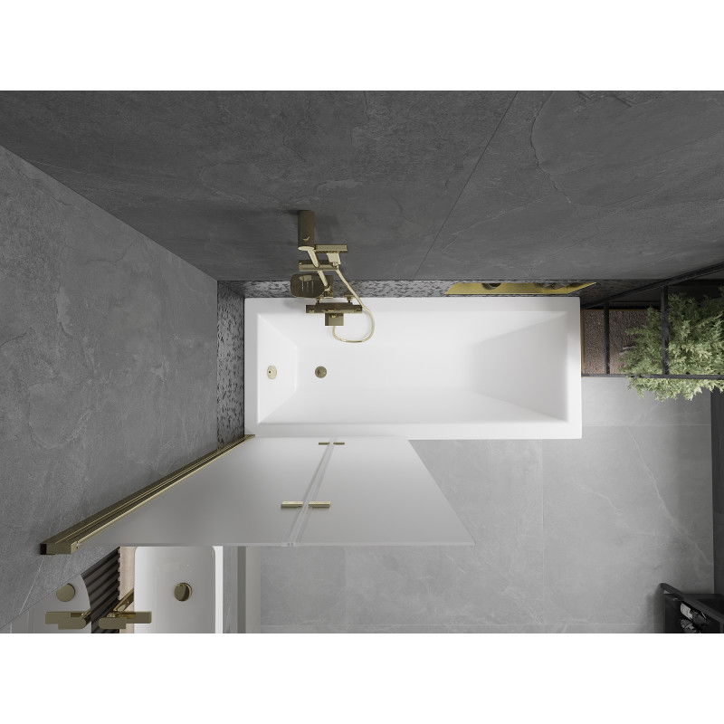 Mexen Castor 2-panel bath screen 80 x 150 cm, frosted, gold - 892-080-002-50-30
