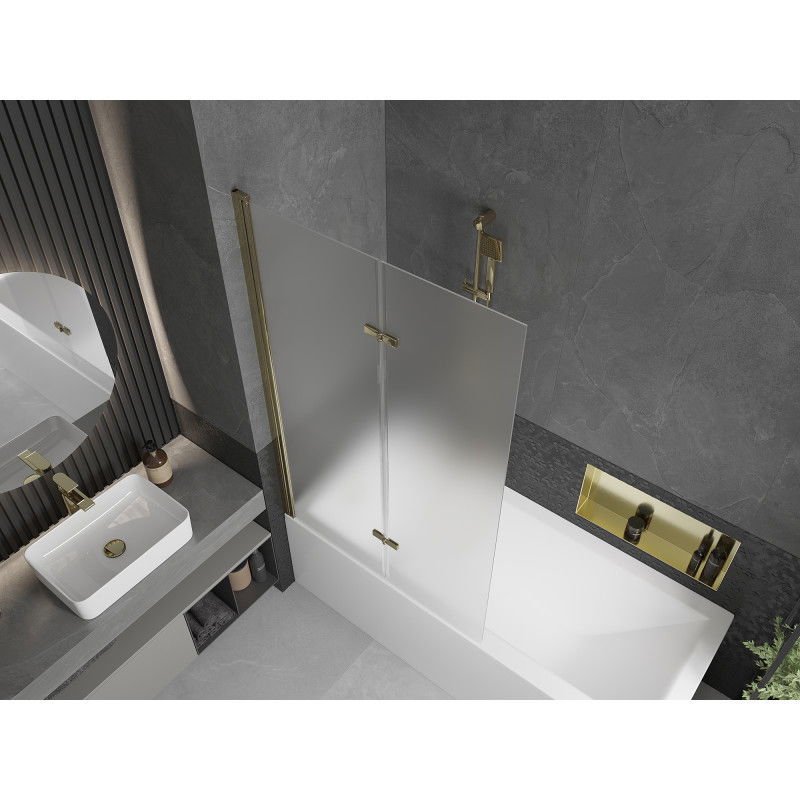 Mexen Castor 2-panel bath screen 100 x 150 cm, frosted, gold - 892-100-002-50-30