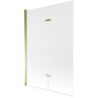 Mexen Castor 2-leaf Bathtub Screen 120 x 150 cm, Frosted, Gold - 892-120-002-50-30