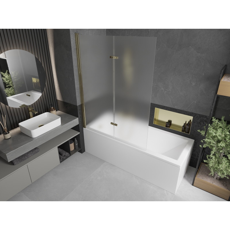 Mexen Castor 2-panel bath screen 120 x 150 cm, frost, gold - 892-120-002-50-30