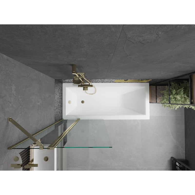 Mexen Flip 2-leaf Bath Screen 80 x 150 cm, Transparent, Gold - 894-080-101-50-00