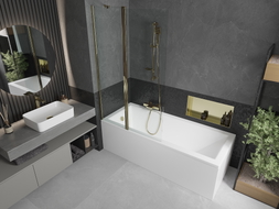 Mexen Flip 2-panel bathtub screen 100 x 150 cm, transparent, gold - 894-100-101-50-00