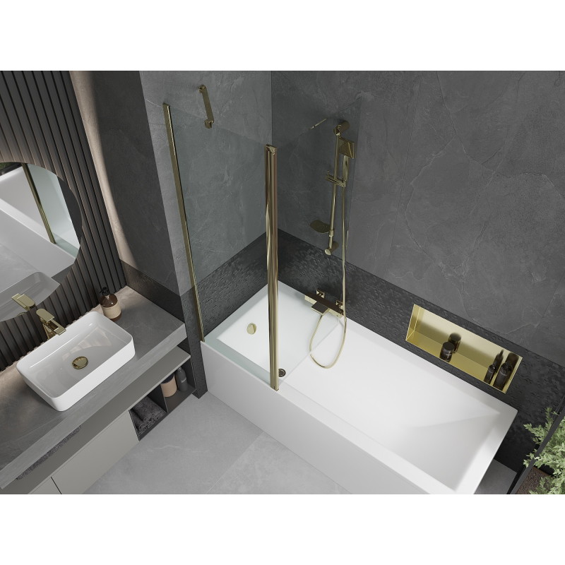 Mexen Flip 2-panel bathtub screen 120 x 150 cm, transparent, gold - 894-120-101-50-00
