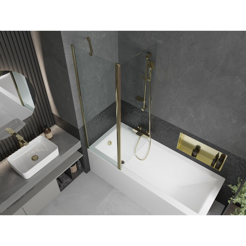 Mexen Flip 2-wing Bath Screen 120 x 150 cm, transparent, gold - 894-120-101-50-00