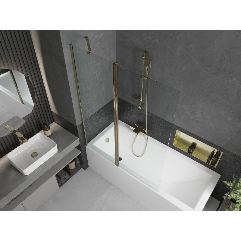 Mexen Flip 2-wing Bath Screen 120 x 150 cm, transparent, gold - 894-120-101-50-00