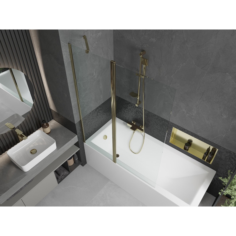 Mexen Flip 2-wing bathtub screen 120 x 150 cm, transparent, gold - 894-120-101-50-00