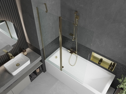 Mexen Flip 1-wing bathtub screen 120 x 150 cm, transparent, Gold - 894-120-101-50-00