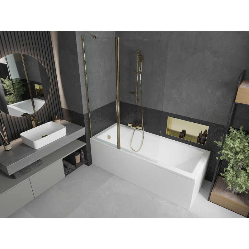 Mexen Flip 2-wing Bath Screen 120 x 150 cm, transparent, gold - 894-120-101-50-00