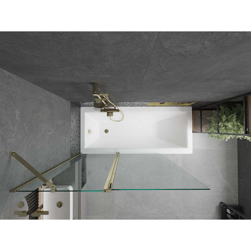 Mexen Flip 2-wing Bath Screen 120 x 150 cm, transparent, gold - 894-120-101-50-00