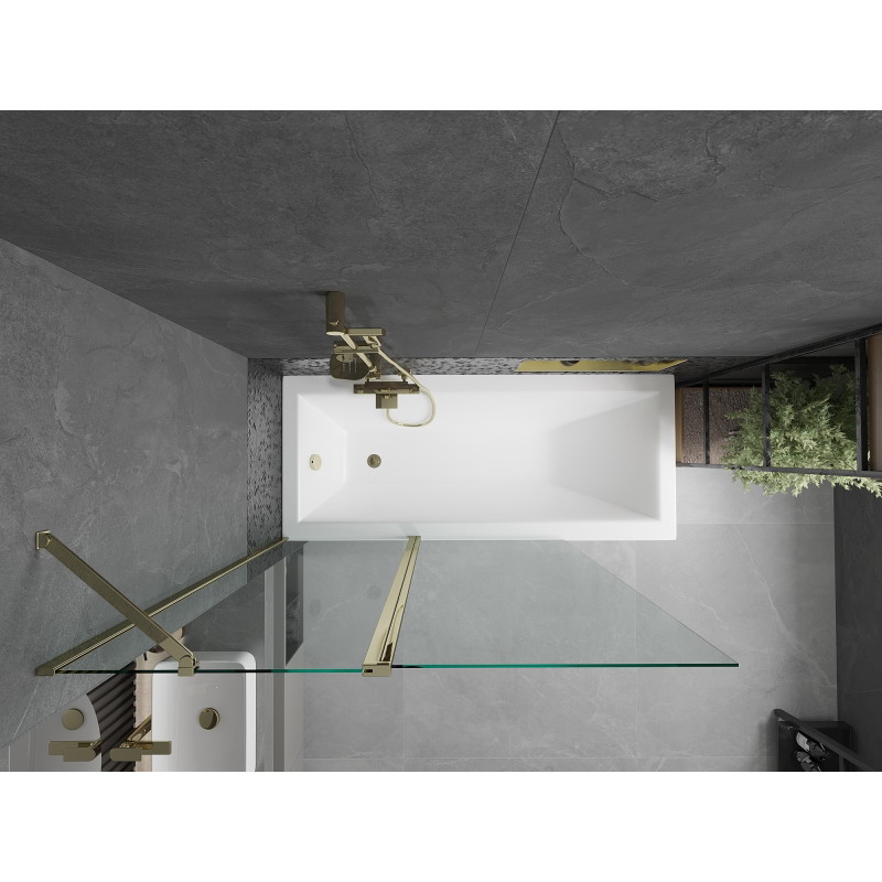 Mexen Flip 2-wing bathtub screen 120 x 150 cm, transparent, gold - 894-120-101-50-00