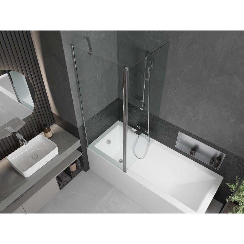 Mexen Flip 2-panel bathtub screen 140 x 150 cm, transparent, chrome - 894-140-101-01-00