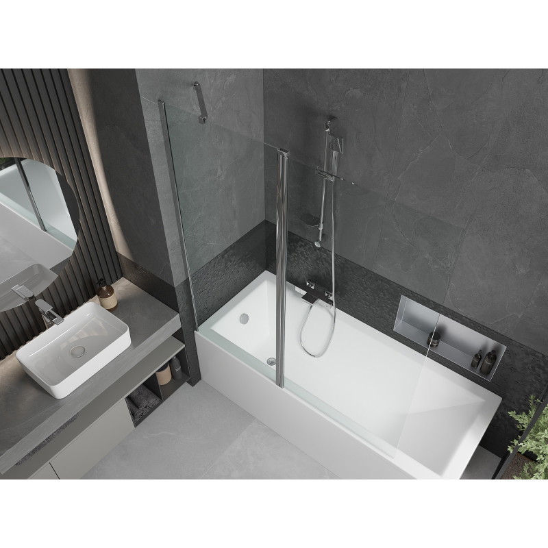 Mexen Flip 2-panel bathtub screen 140 x 150 cm, transparent, chrome - 894-140-101-01-00