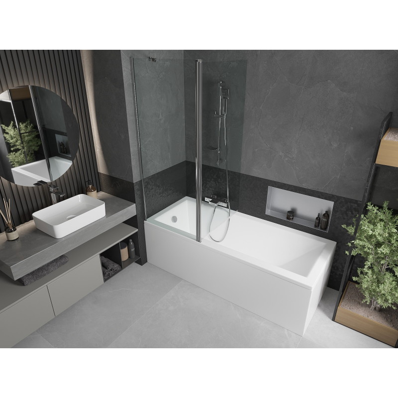 Mexen Flip 2-panel bathtub screen 140 x 150 cm, transparent, chrome - 894-140-101-01-00
