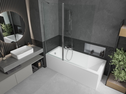 Mexen Flip 2-panel bath screen 140 x 150 cm, transparent, chrome - 894-140-101-01-00