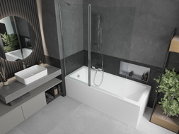 Mexen Flip 2-panel bathtub screen 140 x 150 cm, transparent, chrome - 894-140-101-01-00
