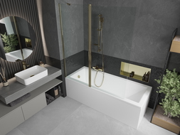 Mexen Flip 1-wing bathtub screen 140 x 150 cm, transparent, Gold - 894-140-101-50-00