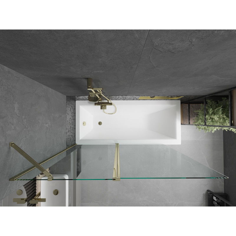 Mexen Flip 2-panel Bath Screen 140 x 150 cm, Transparent, Gold - 894-140-101-50-00