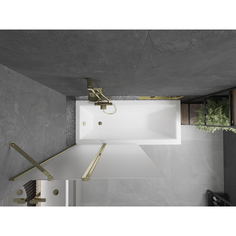 Mexen Flip 2-panel bath screen 100 x 150 cm, frost, gold - 894-100-101-50-30