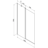 Mexen Flip 2-panel bathtub screen 100 x 150 cm, frost, black - 894-100-101-70-30