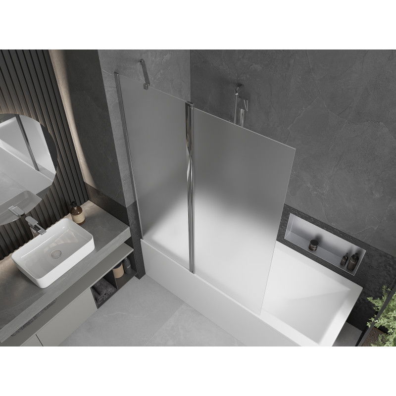 Mexen Flip 2-panel bath screen 120 x 150 cm, frost, chrome - 894-120-101-01-30