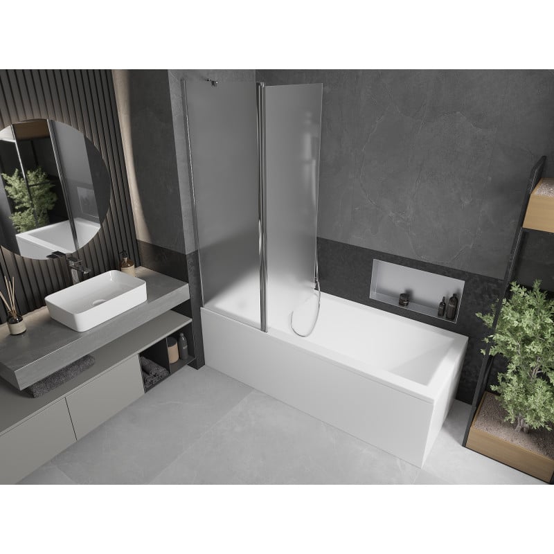 Mexen Flip 2-panel bath screen 120 x 150 cm, frost, chrome - 894-120-101-01-30