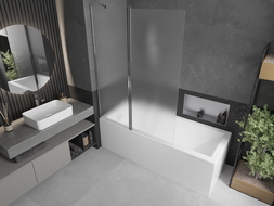 Mexen Flip 1-wing bathtub screen 120 x 150 cm, Frosted, Chrome - 894-120-101-01-30