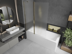 Mexen Flip 1-wing bathtub screen 120 x 150 cm, Frosted, Gold - 894-120-101-50-30
