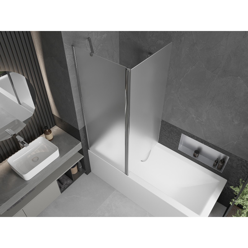 Mexen Flip 2-panel bathtub screen 140 x 150 cm, frost, chrome - 894-140-101-01-30