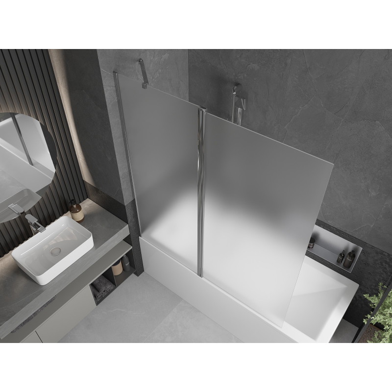Mexen Flip 2-panel bathtub screen 140 x 150 cm, frost, chrome - 894-140-101-01-30