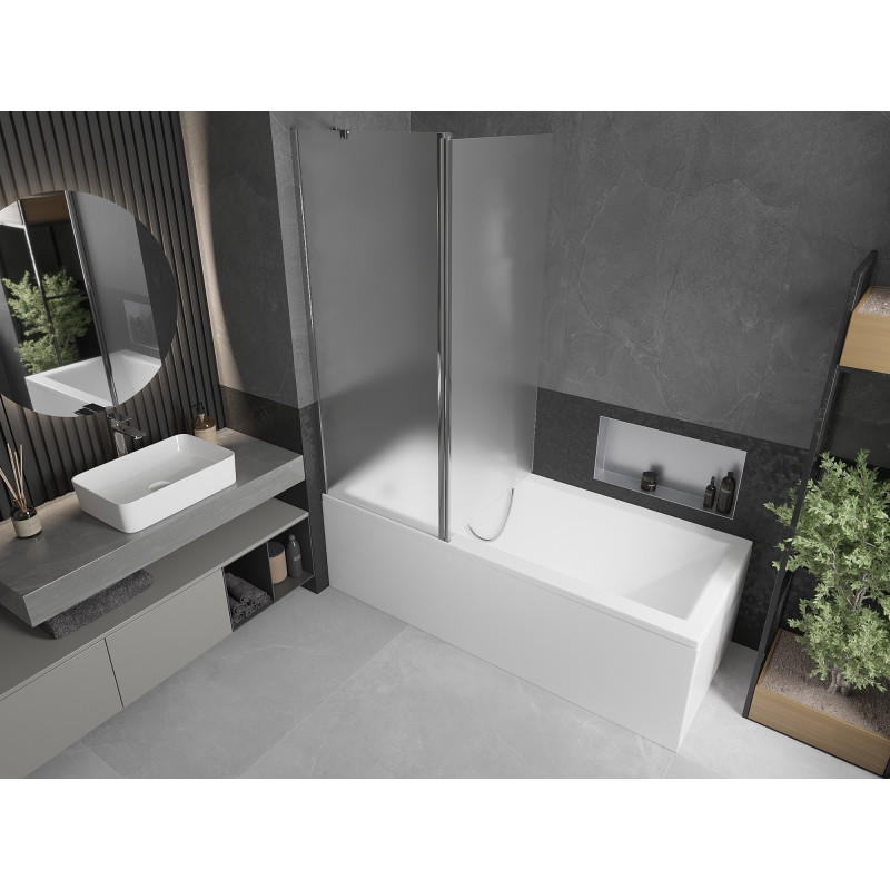 Mexen Flip 2-panel bathtub screen 140 x 150 cm, frost, chrome - 894-140-101-01-30