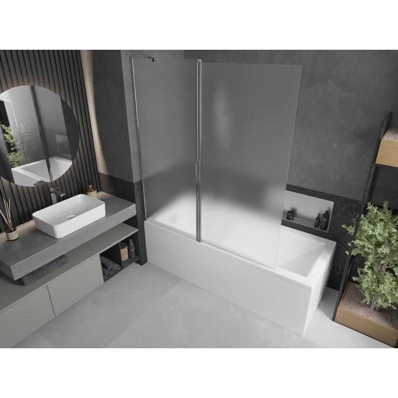 Mexen Flip 2-panel bathtub screen 140 x 150 cm, frost, chrome - 894-140-101-01-30