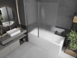 Mexen Flip 1-wing bathtub screen 140 x 150 cm, Frosted, Chrome - 894-140-101-01-30