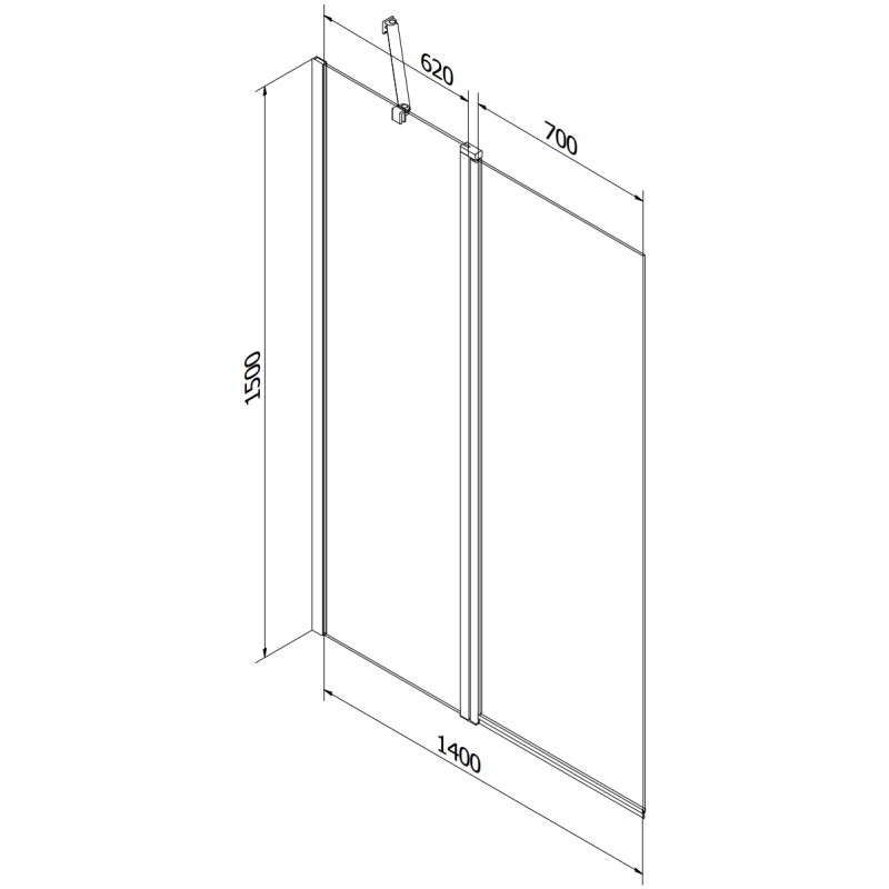 Mexen Flip 2-panel bathtub screen 140 x 150 cm, frost, gold - 894-140-101-50-30