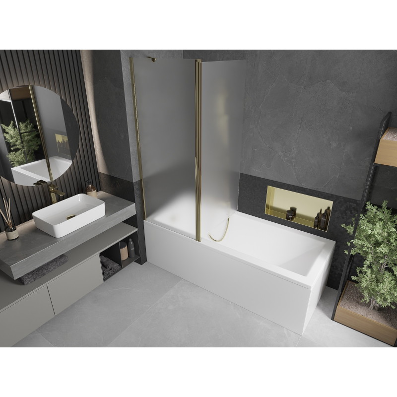 Mexen Flip 2-panel bathtub screen 140 x 150 cm, frost, gold - 894-140-101-50-30