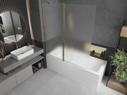 Mexen Flip 2-panel bathtub screen 140 x 150 cm, frost, gold - 894-140-101-50-30