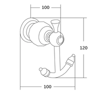 Mexen Estela double towel hook, gold - 7011535-50
